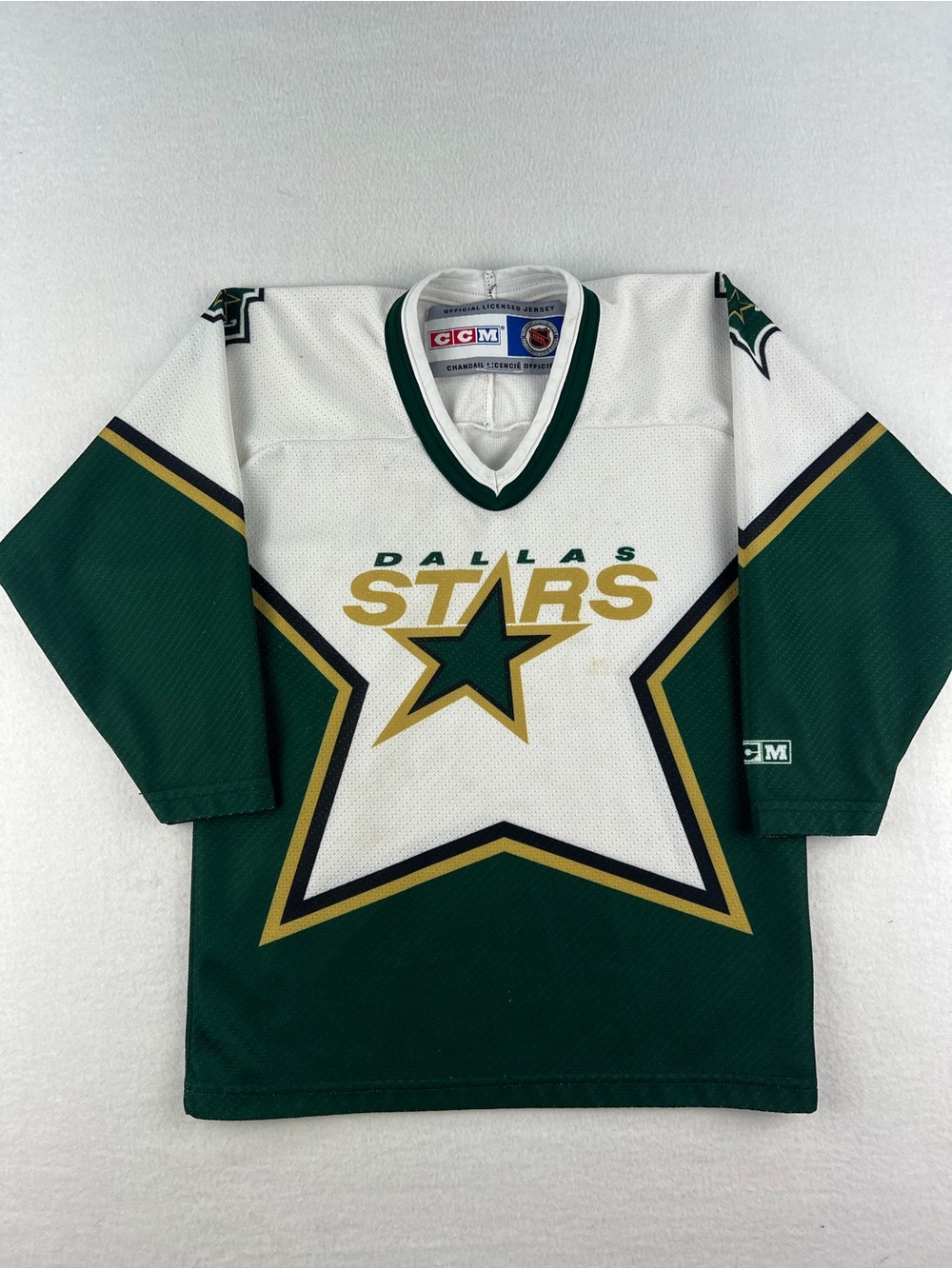 Vintage Y2K CCM NHL Dallas Stars Star Pattern Home Jersey Kids Size M